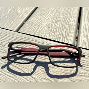 Morel red eyeglass frame. New w demo lenses eyeglasses. Glasses are Rx-able!